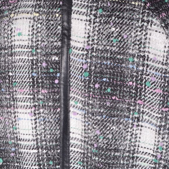 Avec Les Filles Plaid Tweed Double Breasted Coat in Black Multi Plaid - Picture 5 of 6